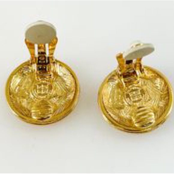Vintage 1980's Givenchy Gold Clip On Earring Set - Picture 4 of 4